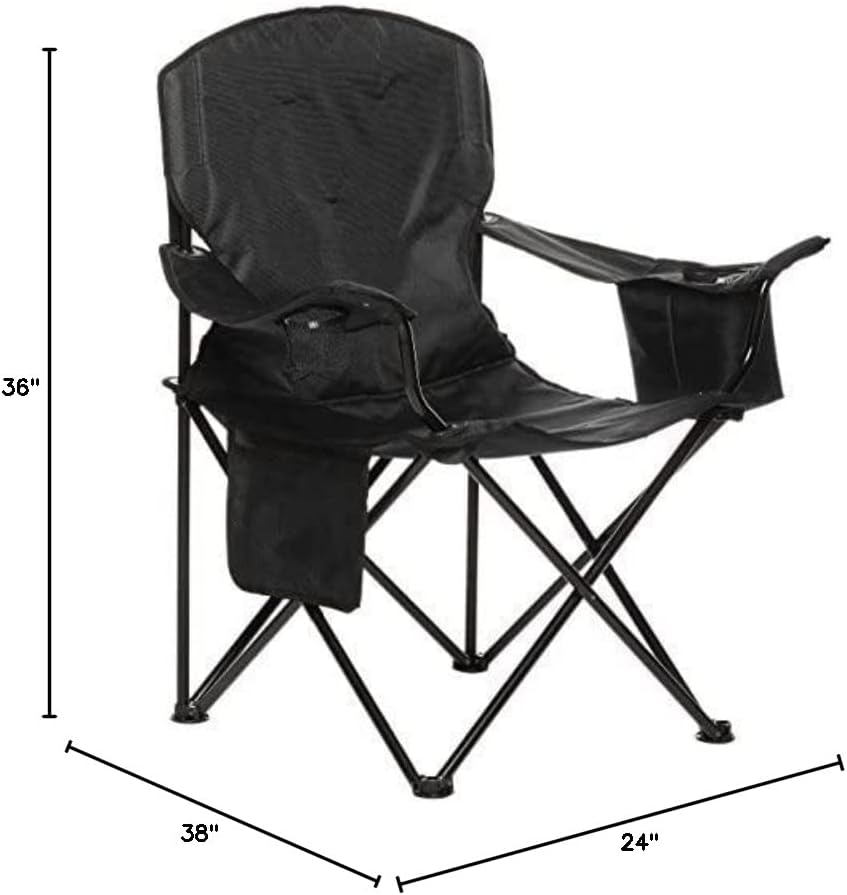 amazon basics portable folding camping chair with 4 can cooler review