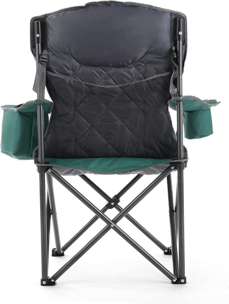 ARROWHEAD OUTDOOR Portable Folding Camping Quad Chair w/ 6-Can Cooler, Cup Wine Glass Holders, Heavy-Duty Carrying Bag, Padded Armrests, Headrest Seat, Supports up to 450lbs, USA-Based Support