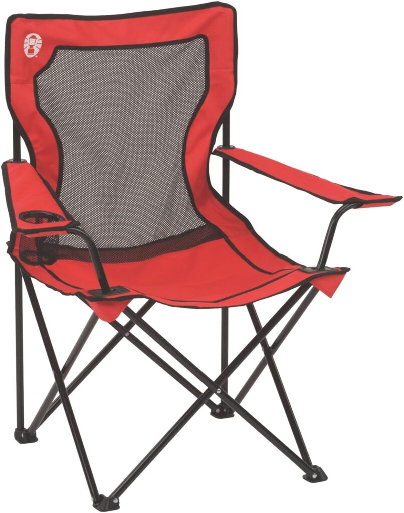 Coleman Outpost Breeze Portable Folding Deck Chair with Side Table