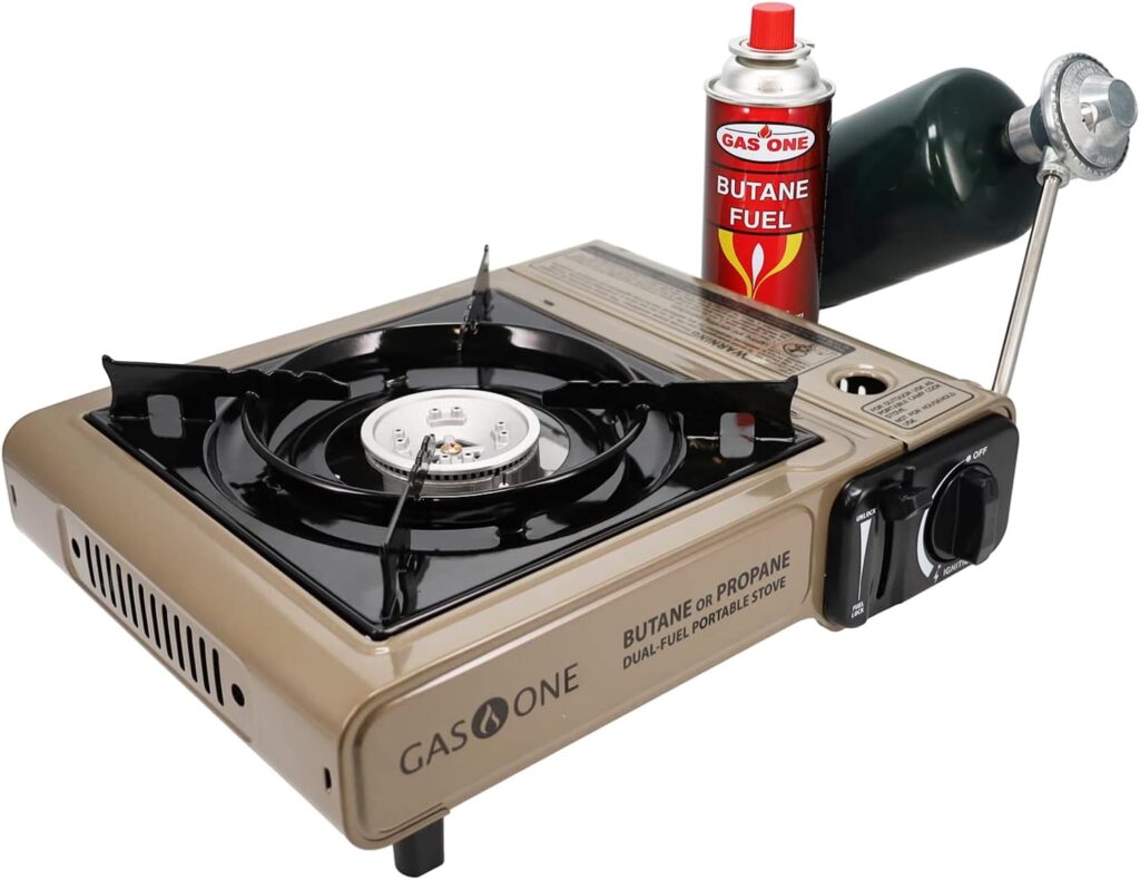 Gas One GS-3400P Propane or Butane Stove Dual Fuel Stove Portable Camping Stove - Patent Pending - with Carrying Case Great for Emergency Preparedness Kit