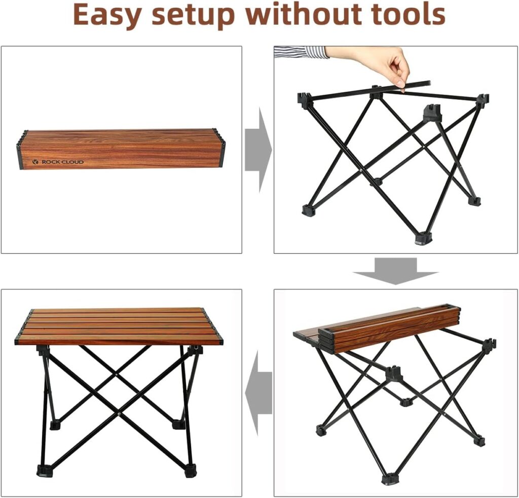 ROCK CLOUD Portable Camping Table Ultralight Aluminum Folding Beach Table Camp for Camping Hiking Backpacking Outdoor Picnic, Black