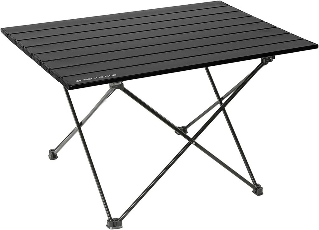 ROCK CLOUD Portable Camping Table Ultralight Aluminum Folding Beach Table Camp for Camping Hiking Backpacking Outdoor Picnic, Black