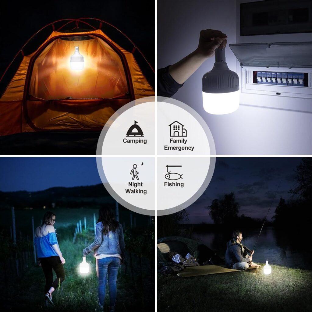 Spurtar 2pcs Camping Lanterns Rechargeable 4800 Lumen LED Camping Light 5 Lighting Modes 60W Hanging Tent Light Battery Operated Camping Lamp for Outdoor/Patio/BBQ/Camping/Hiking/Repairing