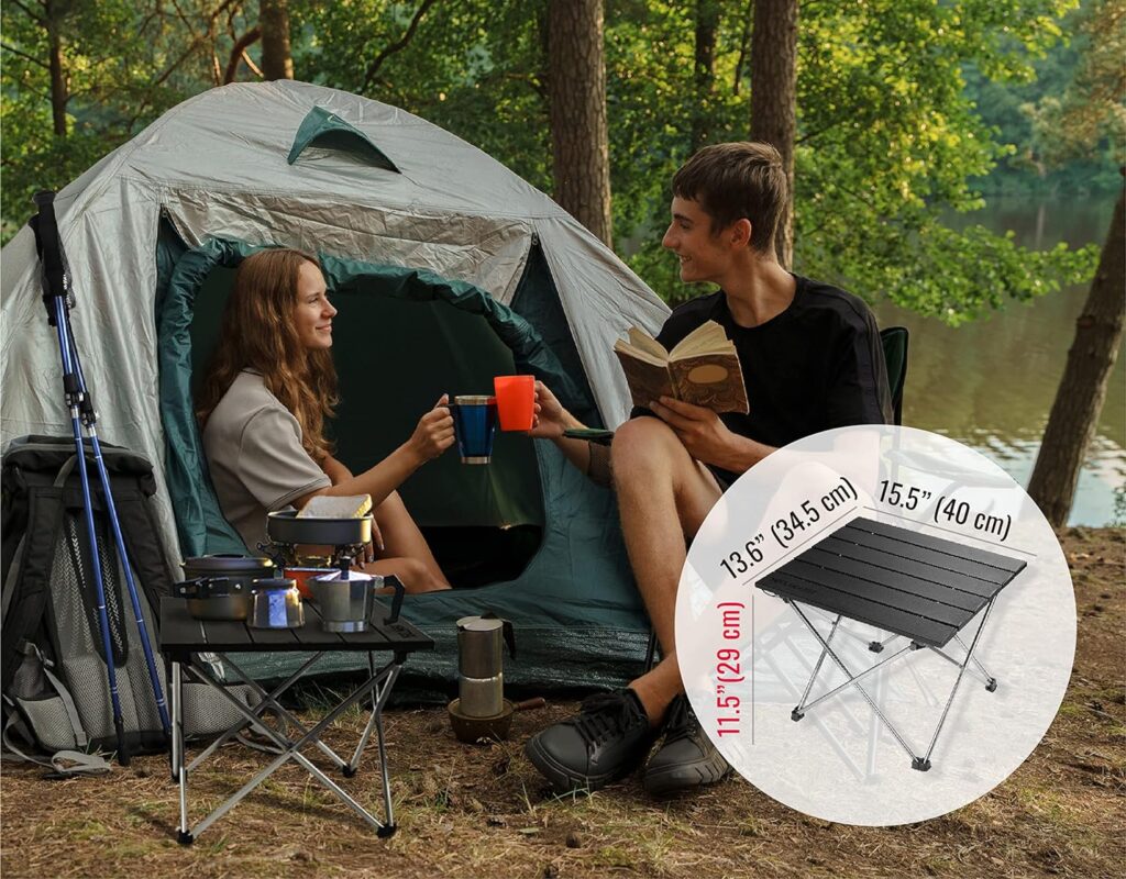 TREKOLOGY Small Camping Side Table That Fold Up Lightweight, Tent Table Folding Camp Table, Fold Up Camping Tables Small Portable Outdoor Beach Table