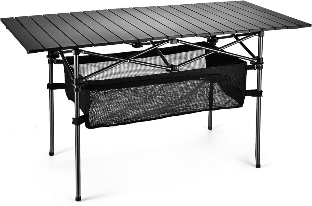 WUROMISE Sanny Outdoor Folding Portable Picnic Camping Table, Aluminum Roll-up Table with Easy Carrying Bag for Indoor,Outdoor,Camping, Beach,Backyard, BBQ, Party, Patio, Picnic