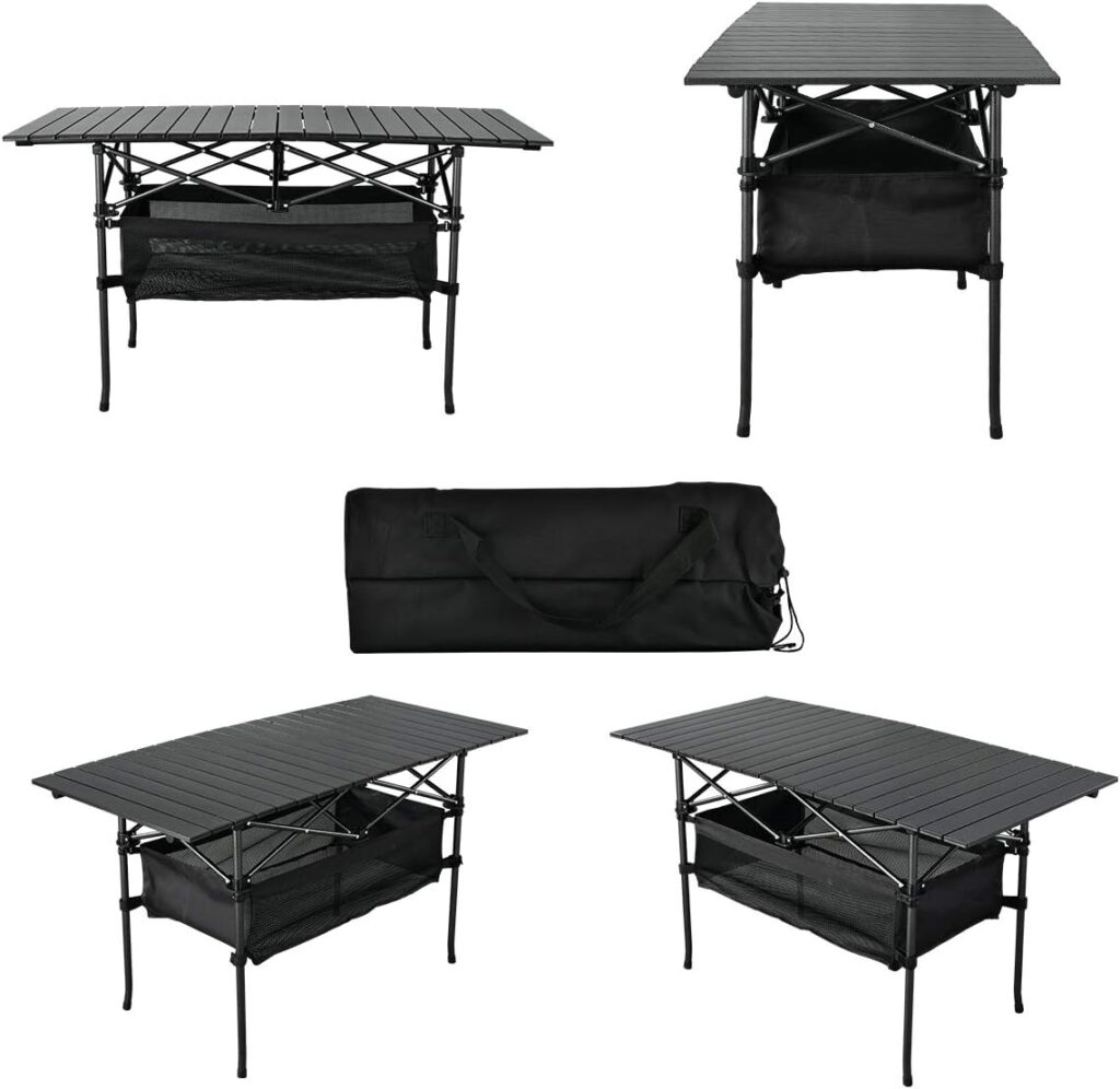 WUROMISE Sanny Outdoor Folding Portable Picnic Camping Table, Aluminum Roll-up Table with Easy Carrying Bag for Indoor,Outdoor,Camping, Beach,Backyard, BBQ, Party, Patio, Picnic