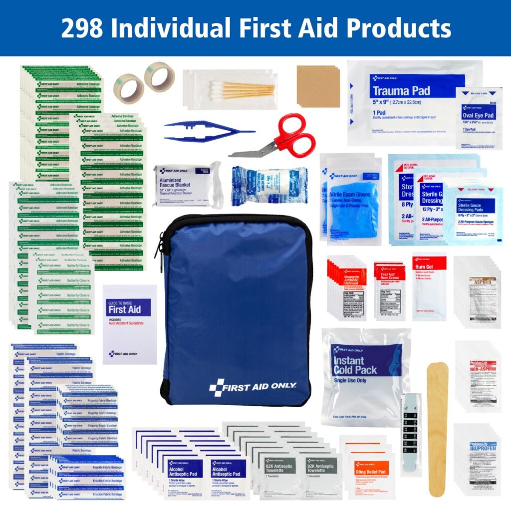 First Aid Only 442 All-Purpose Emergency First Aid Kit for Home, Work, and Travel, 298 Pieces