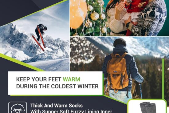 alvada mens merino wool crew socks thermal and warm socks for winter work hiking running 3 pairs 2