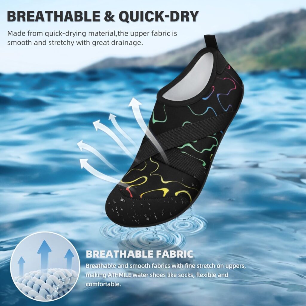 ATHMILE Womens Mens Water Shoes Barefoot Quick-Dry Aqua Socks for Beach Swim Yoga Exercise Sport Accessories Pool Camping Cruise Essentials