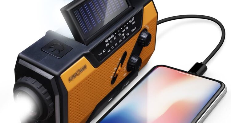 fospower emergency weather radio model a1 noaaamfm with 2000mah7400mwh portable power bank usbsolarhand crank charging b