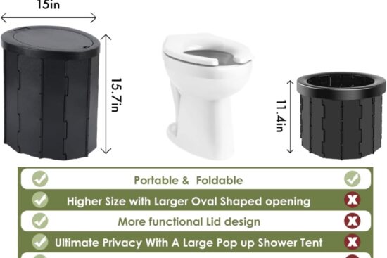 portable toilet kit for adults pop up privacy tent x large camping folding toilet 12 toilet bags 12 pack liquid waste ge 1