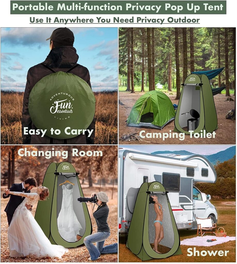 Portable Toilet Kit For Adults, Pop Up Privacy Tent, X Large Camping Folding Toilet, 12 Toilet bags, 12 pack Liquid Waste Gel, Washable Foldable For Travel,RV,Outdoor