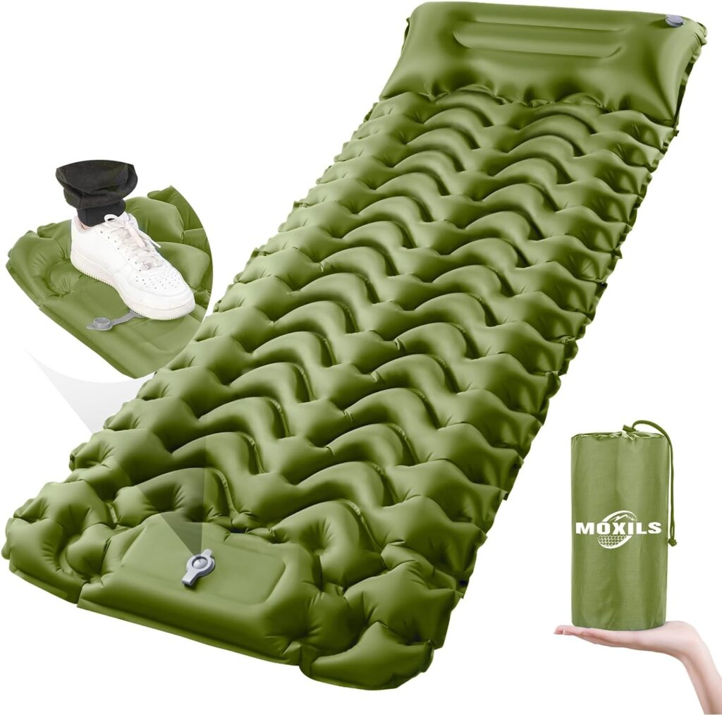 Sleeping Pad Ultralight Inflatable Sleeping Pad for Camping,Built-in Pump, Ultimate for Camping, Hiking - Airpad, Carry Bag, Repair Kit - Compact  Lightweight Air Mattress(Green)