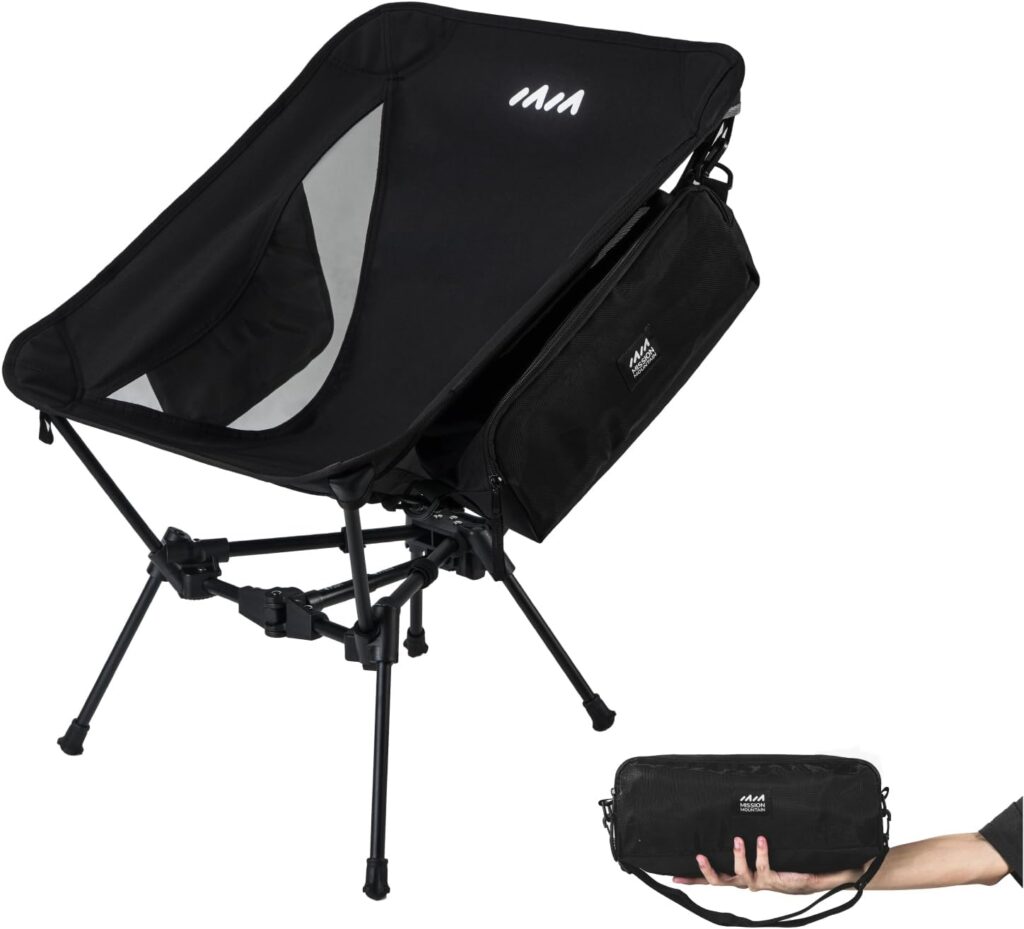 UltraPort Portable Camping Chair, Lightweight Foldable Chair, Ultralight Backpacking Chair for Outdoor Camp, Hiking, Travel, Beach, and Picnic - Compact Design (Black)